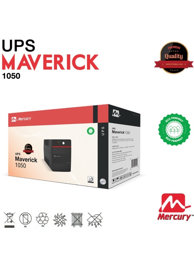Mercury Maverick 1050VA/630W UPS, Offline Power Supply, 2 Universal Sockets, 9Ah Battery - Image 2